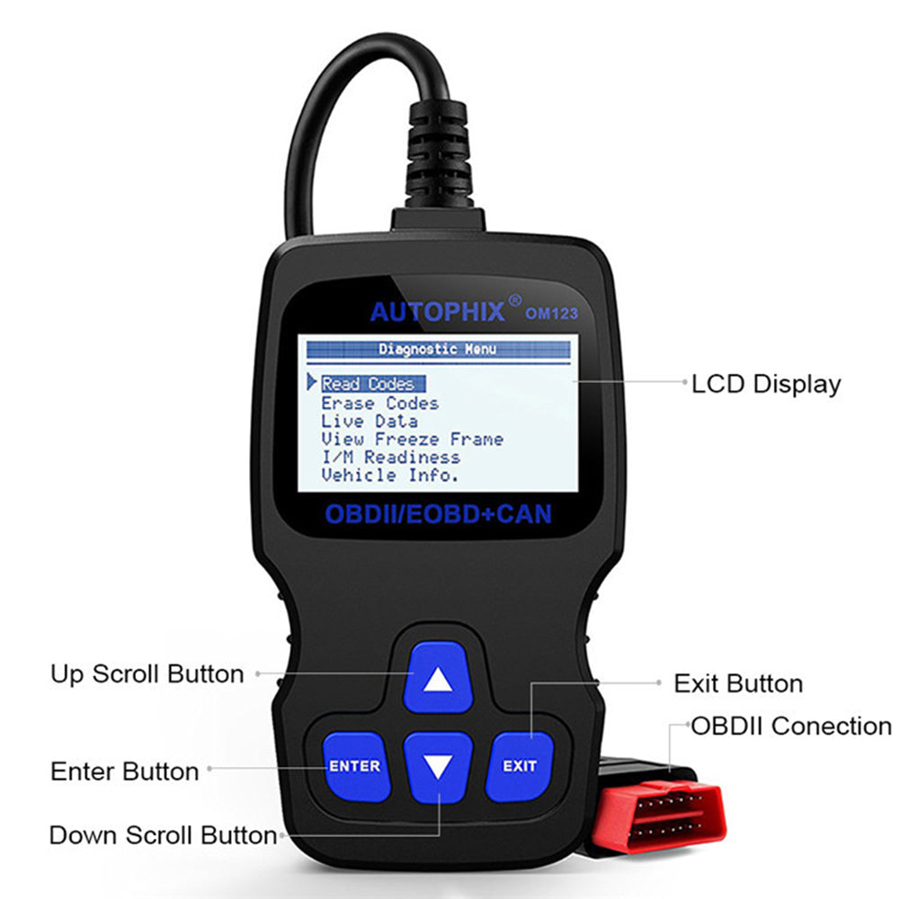 AUTOPHIX OM123 Portable OBD2 Scanner Car Diagnostic Tool Automotive Scanner EOBD Code Reader - Orange AUTOPHIX OM123 Portable OBD2 Scanner Car Diagnostic Tool Automotive Scanner EOBD Code Reader - Orange